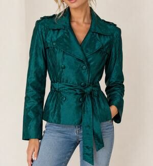 Womens Rickie Freeman Teri Jon Blue Silk Belted Blazer Size 12 EUC!